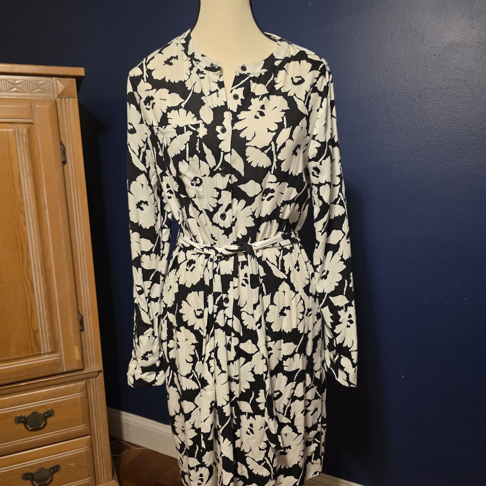 Floral Black and White Dress